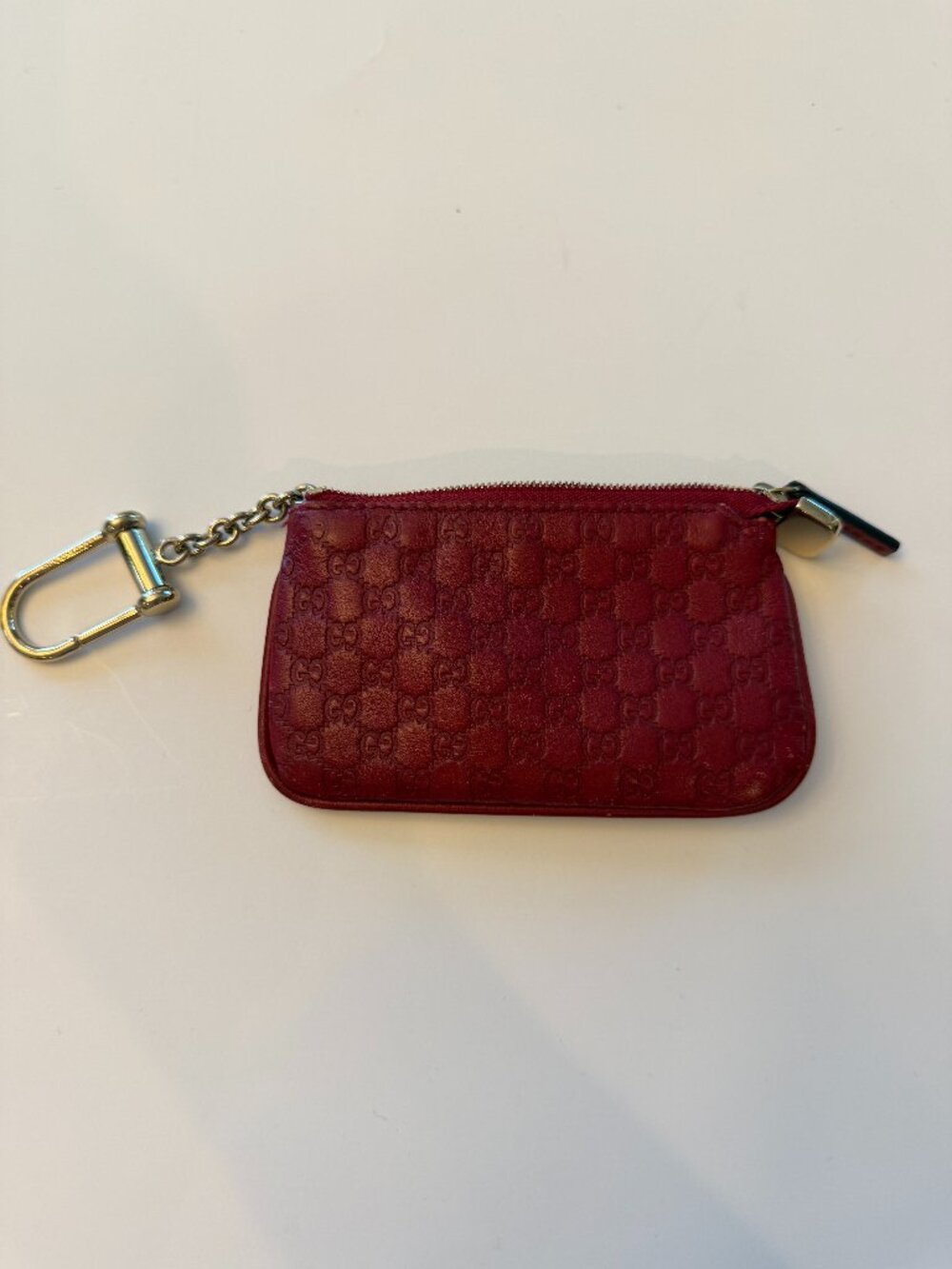 GUCCI Micro Guccissima Coin Case with Key Ring Red